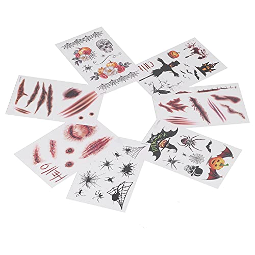 Tatuajes de Maquillaje de Zombies, Pegatinas de Tatuaje de Cicatrices Falsas, Patrón de Elementos de Halloween, Natural Real para Piernas para Fiestas de Halloween