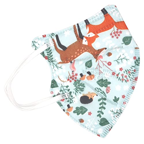 TBOC Mascarillas FFP2 [Pack 10 Unidades] Máscaras [Talla Pequeña] Desechables [Animales del Bosque] 5 Capas [No Reutilizables] Transpirables Plegables con Pinza Nasal [Certificadas y Homologadas]