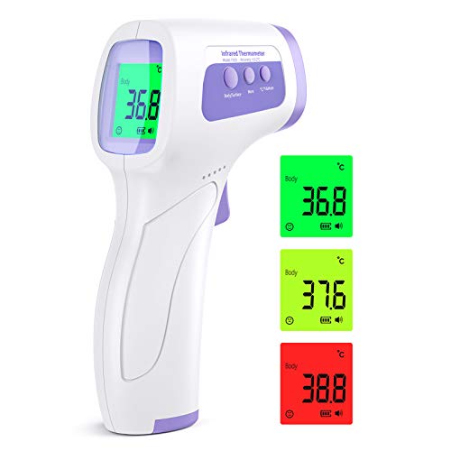 Termometro Digital Frente, KKmier Termómetro Digitale Infrarrojo sin Contacto con Pantalla LCD precisa y rápida para Bebé, Adulto, ℃ y ℉ Conmutable, Alarma de Fiebre