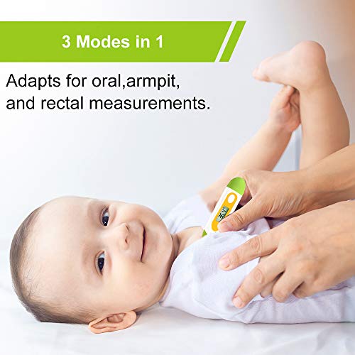 Termómetro oral rectal o axilar digital de Easy@Home para la medición de la temperatura corporal para bebés niños (verde)