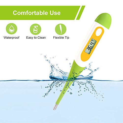 Termómetro oral rectal o axilar digital de Easy@Home para la medición de la temperatura corporal para bebés niños (verde)