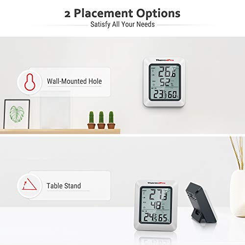 ThermoPro TP60S Termómetro Higrometro Digital para Interior y Exterior Termohigrómetro Inalámbrica con Sensor Remoto para Hogar Ambiente Medición de Humedad y Temperatura