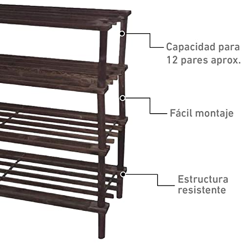 TIENDA EURASIA® Zapatero de Madera Natural. Estantería Disponible en 3 tamaños. Diseño Sencillo y Compacto. Ideal para Cualquier rincón de tu hogar. (Caoba, 4 Alturas)