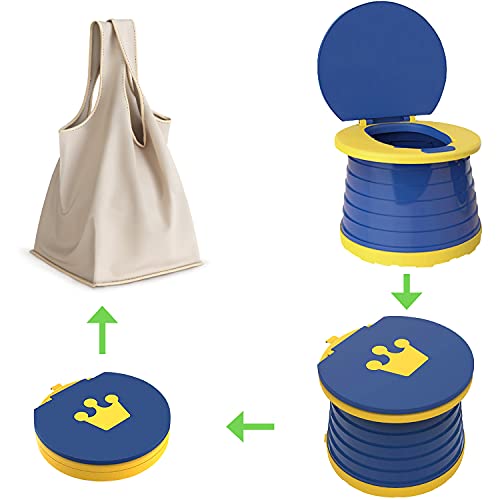 TOCYORIC Inodoro portátil para niños, Orinal plegable de viaje, Silla de Inodoro Plegable Para Entrenamiento de Bebés Orinal de Viaje Para Interiores y Exteriores con Bolsa de Viaje