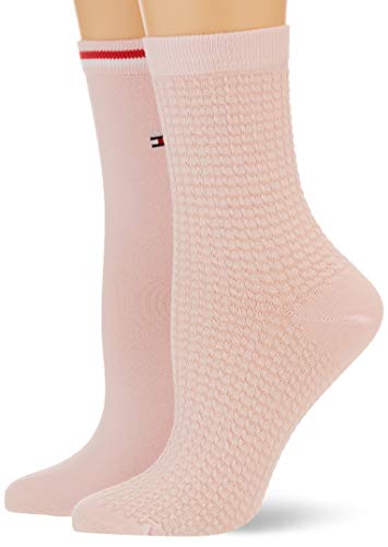 Tommy Hilfiger Waffle Women's Short Socks (2 Pack) Calcetines, Rosa, 35-38 para Mujer