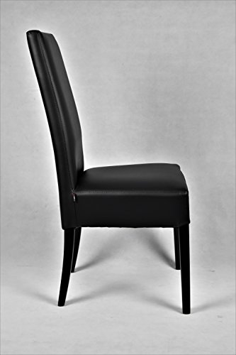 Tommychairs - Set 4 sillas Luisa para Cocina, Comedor, Bar y Restaurante, solida Estructura en Madera de Haya y Asiento tapizado en Polipiel Negro