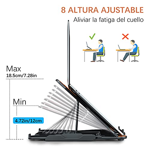 TopMate Soporte para Computadora Portátil de Escritorio Ajustable en Altura, Soporte Portatiles Giratorio Plegable, Elevador para Portátil con Soporte para Teléfono para MacBook Air Pro 10-17"