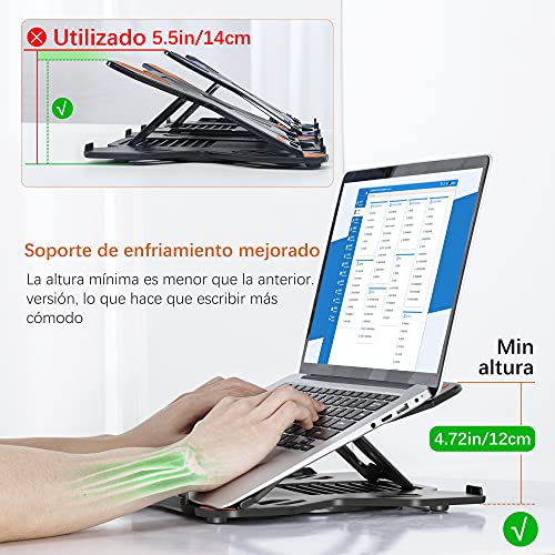 TopMate Soporte para Computadora Portátil de Escritorio Ajustable en Altura, Soporte Portatiles Giratorio Plegable, Elevador para Portátil con Soporte para Teléfono para MacBook Air Pro 10-17"