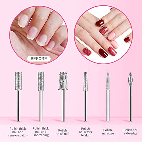 Torno para Uñas, Lima de Uñas Profesionales con Set de 11 Tipos de Brocas de Pulido Pedicura, Lima Electrica Uñas de Vlocidad Ajustable para Manicura Pedicura(púrpura)