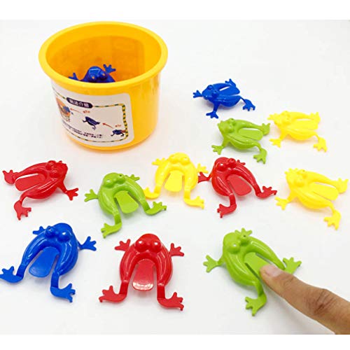 Toyvian 12 Piezas de Juguete de Salto de Rana Presionando con Los Dedos Divertidos Juguetes de Rana Que Rebotan Ranas de Novedad para Niños con Un Cubo