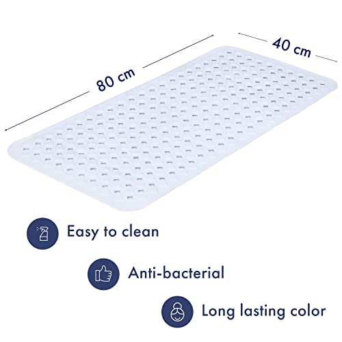 TranquilBeauty Alfombrilla de baño Antideslizante con ventosas, Corte de Diamante, antimoho, Lavable a máquina, Alfombrillas de bañera sin látex, Ideal para Ancianos y niños 80 x 40 cm Blanco