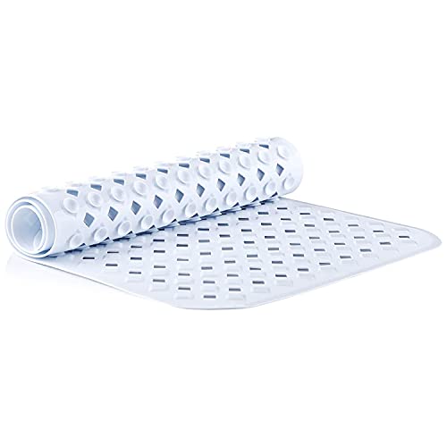 TranquilBeauty Alfombrilla de baño Antideslizante con ventosas, Corte de Diamante, antimoho, Lavable a máquina, Alfombrillas de bañera sin látex, Ideal para Ancianos y niños 80 x 40 cm Blanco