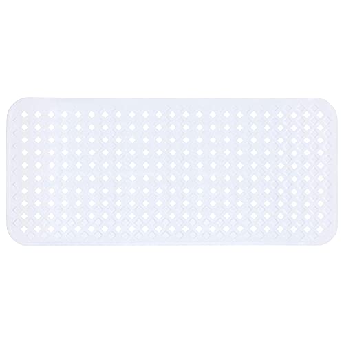 TranquilBeauty Alfombrilla de baño Antideslizante con ventosas, Corte de Diamante, antimoho, Lavable a máquina, Alfombrillas de bañera sin látex, Ideal para Ancianos y niños 80 x 40 cm Blanco
