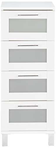 trendteam smart living Cuarto de baño Armario Cómoda Florida, 35 x 89 x 33 cm en blanco con cajones y mucho espacio