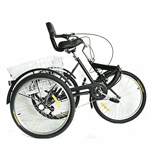 Triciclo para adultos, 24 pulgadas, 7 velocidades, para adultos, triciclo con cesta de la compra, bicicleta para adultos, triciclo de 3 ruedas, ajustable
