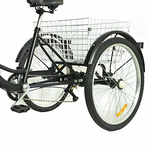 Triciclo para adultos, 24 pulgadas, 7 velocidades, para adultos, triciclo con cesta de la compra, bicicleta para adultos, triciclo de 3 ruedas, ajustable