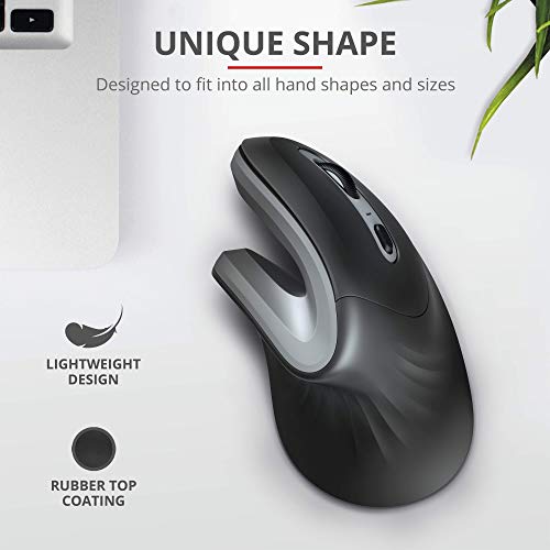 Trust Verro Ratón Vertical Inalámbrico Ergonómico Bluetooth, Negro