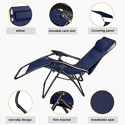 Tumbona Plegable Playa, Sillas Jardín Gravedad Cero, Tumbona Jardin Exterior Plegable con Respaldo y Parasol, Ligera, Plegable, Carga 250 kg, para Piscina Terraza y Jardín