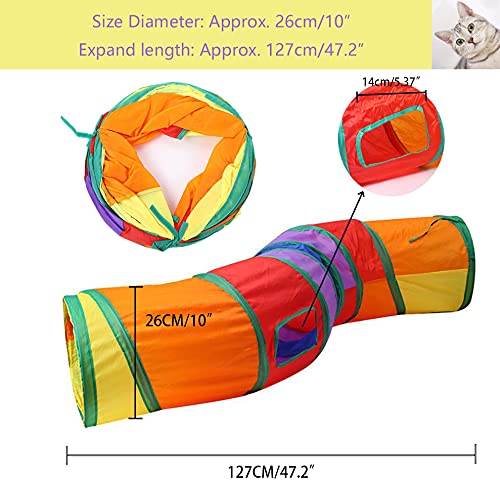 Túnel para gatos de interior interactivo, juguetes para mascotas, túneles de juego para gatos, gatitos, conejos y cachorros, arrugado plegable (estilo S arco iris)