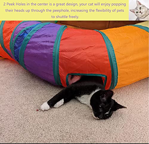 Túnel para gatos de interior interactivo, juguetes para mascotas, túneles de juego para gatos, gatitos, conejos y cachorros, arrugado plegable (estilo S arco iris)