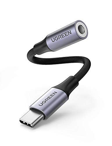 UGREEN Adaptador USB C a Jack 3.5mm, DAC Chip Adaptador Auriculares Tipo C Compatible con iPad Pro, Galaxy S21/S20/S10/Note 20/Tab S7, Oneplus Nord/8/7T, Xiaomi Mi 11/10/9, Huawei P40/P30 Pro, Plata