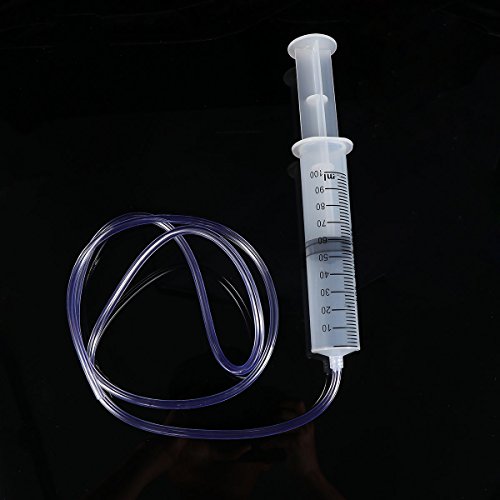 UKCOCO Inyector plástico de la jeringuilla de la planta 100ml con el tubo de los 1.2m para los laboratorios científicos que mide los líquidos