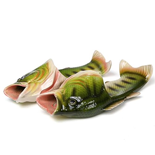 UNIQSTORE Tricky Fisch Sandalias con forma de pescado, zapatillas de estar por casa creativas, estilo de pez, para la playa, calzado inspirado en peces, para hombre, verde, 42/43 EU