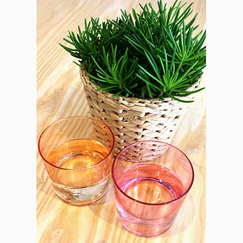 UNISHOP Set de 6 Vasos de Agua Multicolor, Vasos de Cristal Lisos y de Colores, Aptos para Lavavajillas