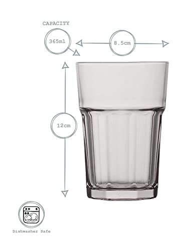 UNISHOP Set de 6 Vasos de Colores Pastel, Vasos de Cristal Multicolor Altos de 365ml, Aptos para Lavavajillas