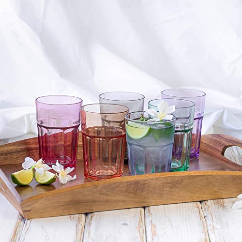 UNISHOP Set de 6 Vasos de Colores Pastel, Vasos de Cristal Multicolor Altos de 365ml, Aptos para Lavavajillas