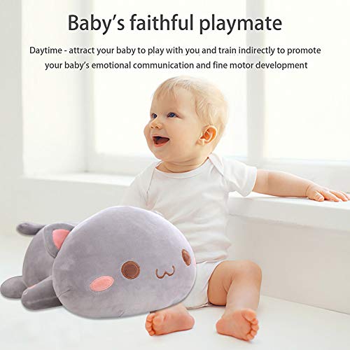 Uposao Gato de peluche Kawaii tumbado, animal, peluche, juguete de peluche, regalo para niños, niñas, jóvenes, cojín de oveja, cojín para el hogar, sofá o la espalda, color gris #1,35 cm