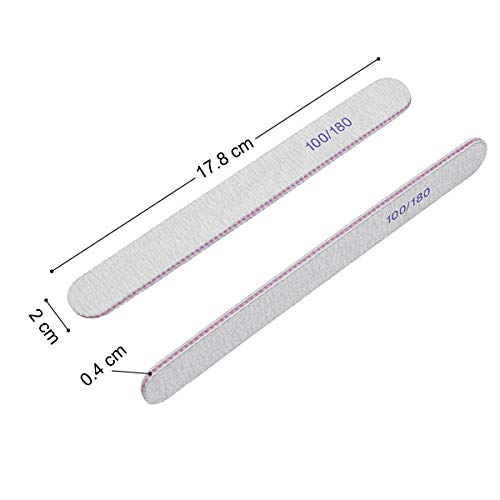 URAQT Limas de Uñas Profesionales 15pcs, Lima Uñas Gel 100/180, Limas para Uñas de Doble Cara Set Gel Acrílico Limas uñas con Lavable, Herramientas de Cuidado de Mascotas para Uso Doméstico y Salón