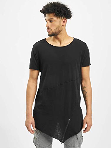 Urban Classics Long Open Edge Front Zip tee, Camiseta para Hombre, Negro (Black 7) Large