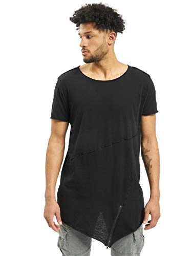 Urban Classics Long Open Edge Front Zip tee, Camiseta para Hombre, Negro (Black 7) Large