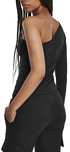 Urban Classics Oberteil Ladies Asymmetric Longsleeve Camiseta, Negro (Black 00007), Small para Mujer