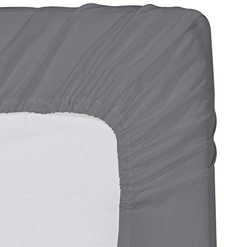 Utopia Bedding Sabana Bajera 135x190 - Gris - Bolsillo Profundo - Microfibra Cepillada (Cama 135)