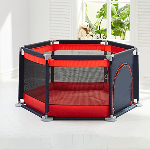 Valla para Niños Baby Playpens Alfombra De Arrastre para Bebés Zona De Juegos para Niños Valla De Seguridad para Niños Hogar Playpen Portátil con Tapete (Color : Rojo)