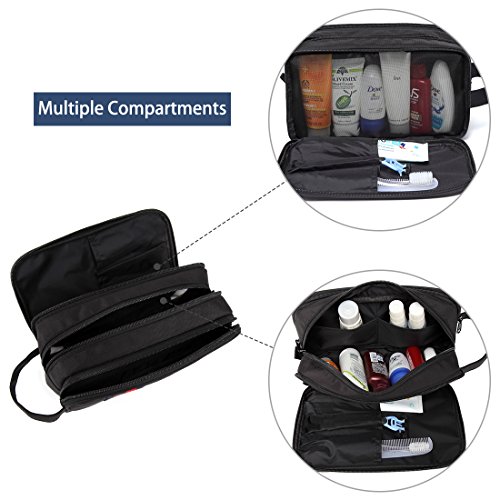 VASCHY Neceser Hombre,Bolso Mano Hombre Bolsa de Aseo Mujer Neceseres para Maquillaje Bolsa de Cosméticos Impermeable Bolsa de Lavado con Múltiples Bolsillos Negro