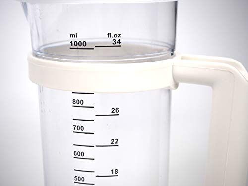 Vaso batidora 1 litro, Plástico, transparente, Jarra medidora traslucida, Vaso medidor, 205mm x 75 mm, Universal