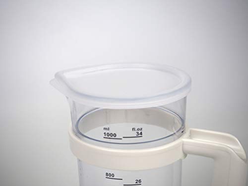 Vaso batidora 1 litro, Plástico, transparente, Jarra medidora traslucida, Vaso medidor, 205mm x 75 mm, Universal