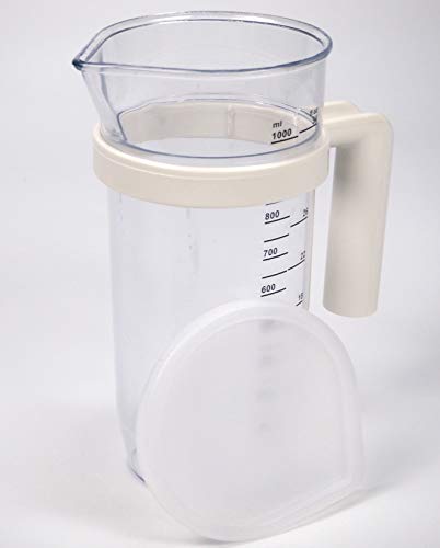 Vaso batidora 1 litro, Plástico, transparente, Jarra medidora traslucida, Vaso medidor, 205mm x 75 mm, Universal
