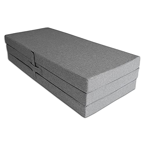 Ventadecolchones - Colchón Plegable con Cierre y Asa - Espuma HR30 (Suave) - 120 cm x 190 cm x 10 cm en Loneta Premium Gris