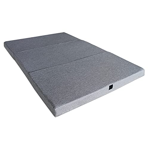 Ventadecolchones - Colchón Plegable con Cierre y Asa - Espuma HR30 (Suave) - 120 cm x 190 cm x 10 cm en Loneta Premium Gris
