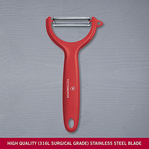 Victorinox Pelador de tomate y kiwi, con filo dentado y corte bidireccional, inoxidable, apto para el lavavajillas y de color rojo