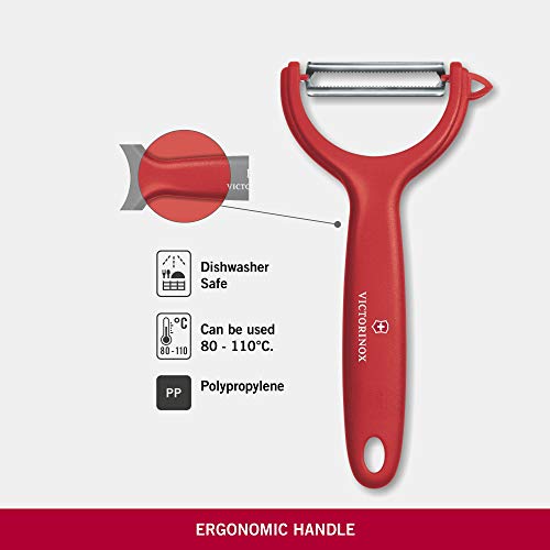 Victorinox Pelador de tomate y kiwi, con filo dentado y corte bidireccional, inoxidable, apto para el lavavajillas y de color rojo