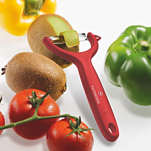 Victorinox Pelador de tomate y kiwi, con filo dentado y corte bidireccional, inoxidable, apto para el lavavajillas y de color rojo