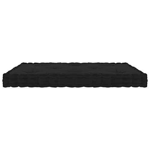 vidaXL Cojín para Palé de Suelo Sofá Banco Jardín Patio Terraza Asiento Tumbona Exterior Acolchado Grueso Decoración Cómodo Algodón Negro