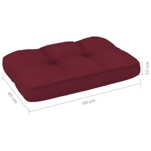 vidaXL Cojín para Sofá de Palets Asiento Silla Respaldo Jardín Patio Balcón Terraza Exterior Suave Cómodo Decoración Vino Tinto 60x40x12 cm