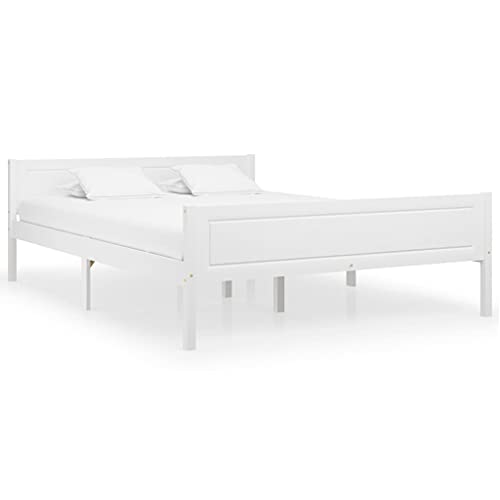 vidaXL Estructura de Cama de Madera Maciza de Pino Blanca 120x200 cm