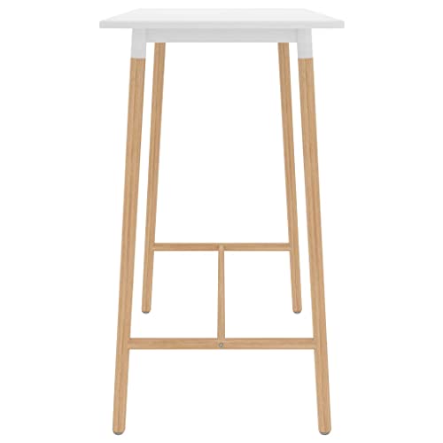 vidaXL Madera Maciza Haya Mesa Alta de Cocina Comedor Muebles Mobiliario Bistró Bar Barra Estable Restaurante Duradera MDF Blanco 120x60x105 cm